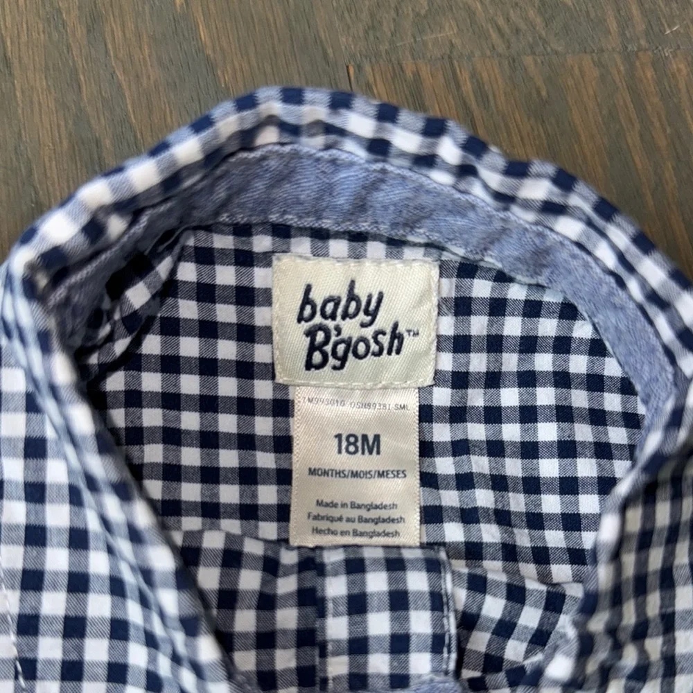 OshKosh B’gosh Navy Gingham Button-Down Bodysuit | 18M